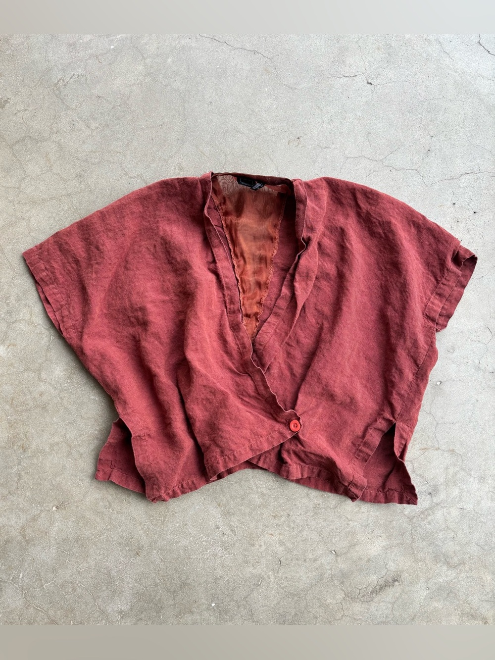 Animale 100% Linen Single Button Wrap Crop Top Rust Terracotta Size S / XS